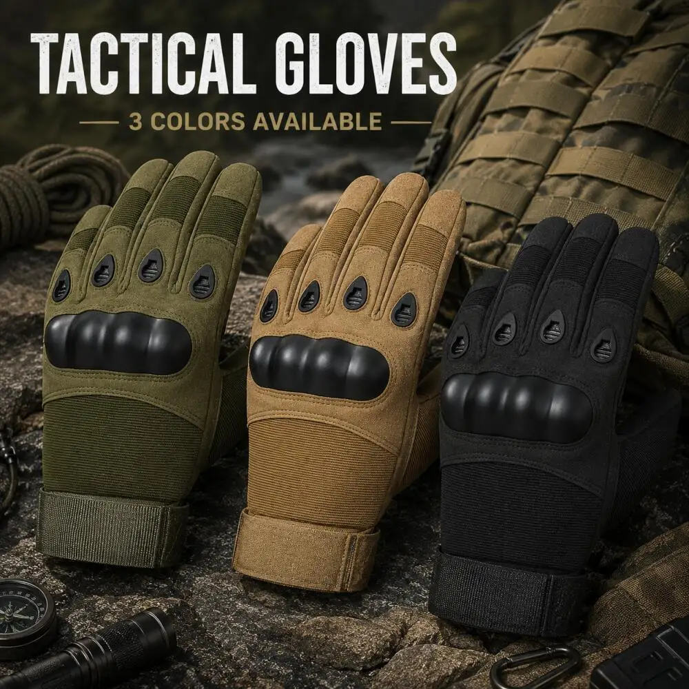 Work Glove Impact - ถุงมือยุทธวิธีทนแรงกระแทกสูง ระบายอากาศได้ดี กันลื่น เหมาะสำหรับกีฬากลางแจ้ง พร้อมสายรัดข้อมือปรับได้