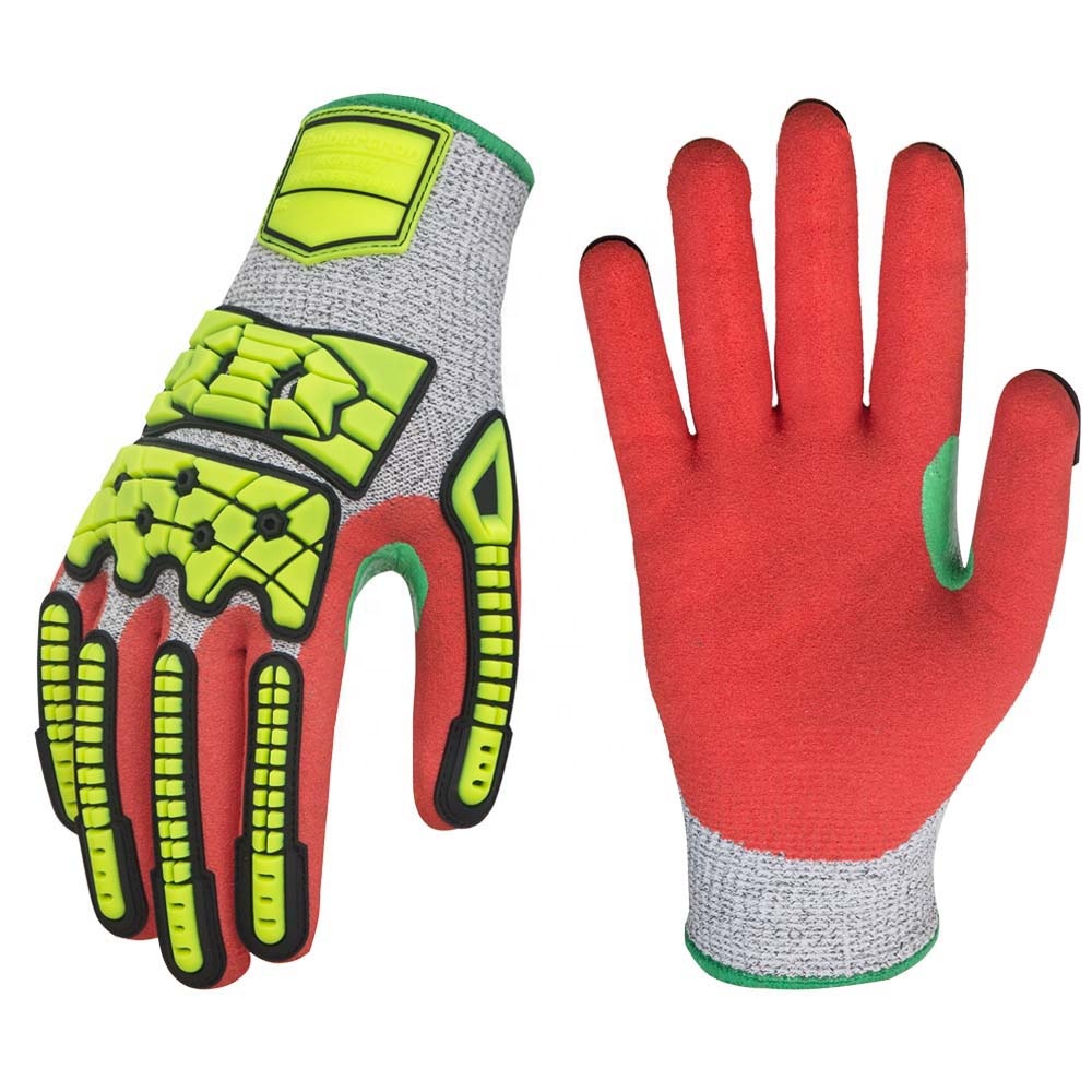 Work Glove Impact - ถุงมือป้องกันแรงกระแทกสูง ทนต่อการบาด ป้องกันข้อนิ้ว เคลือบไนไตรล์แบบทราย สำหรับงานใช้มือ