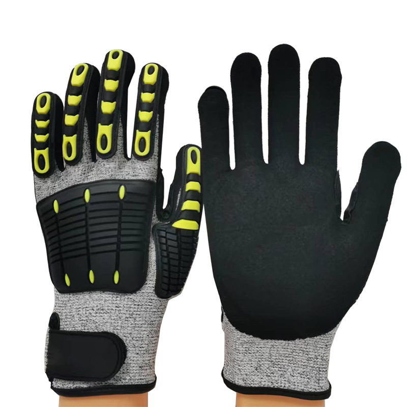 Work Glove Impact - ถุงมือกันการสั่นสะเทือน บุด้วย SBR พร้อมแผ่นป้องกัน TPR สำหรับงานช่าง