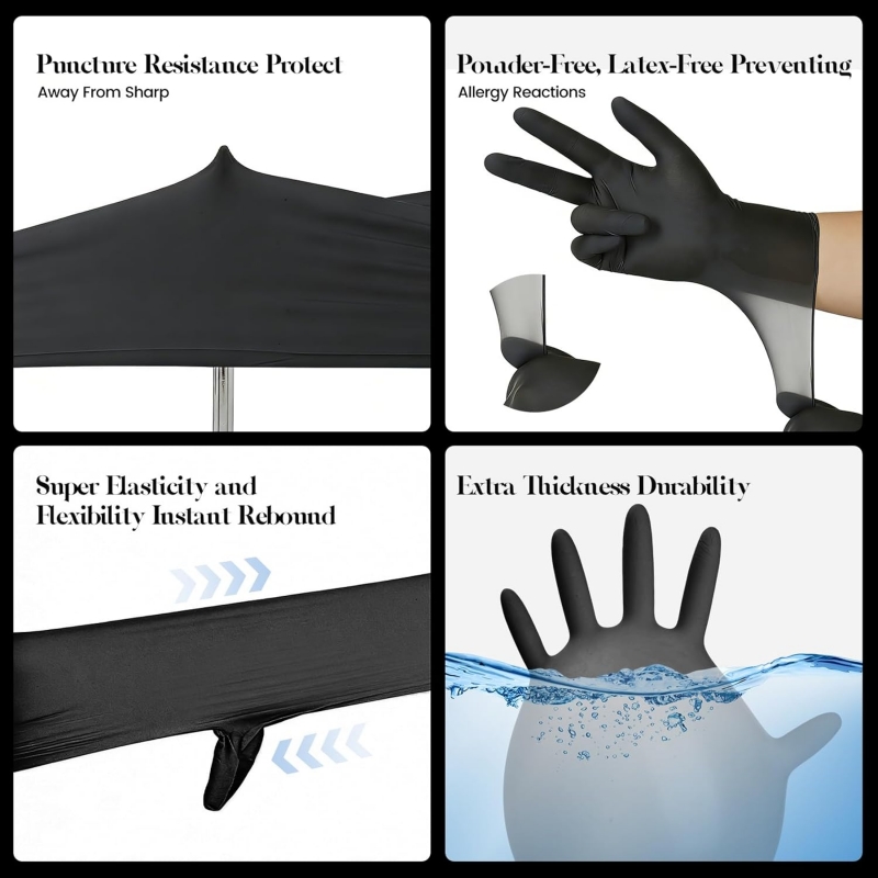 ถุงมือไนไตรล์สีดำสำหรับเด็ก 4- - Latex Disposable Glove บทวิจารณ์และราคา